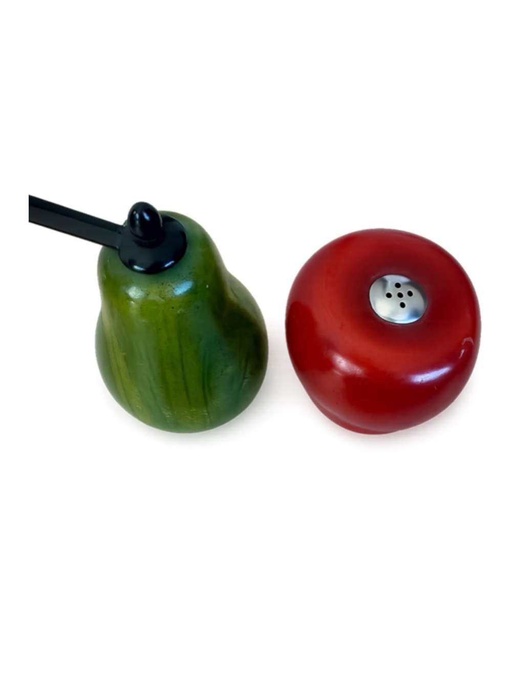 Vintage Wooden Pear Pepper Mill & Apple Salt Shaker Set Mid Century Kitchen Deco